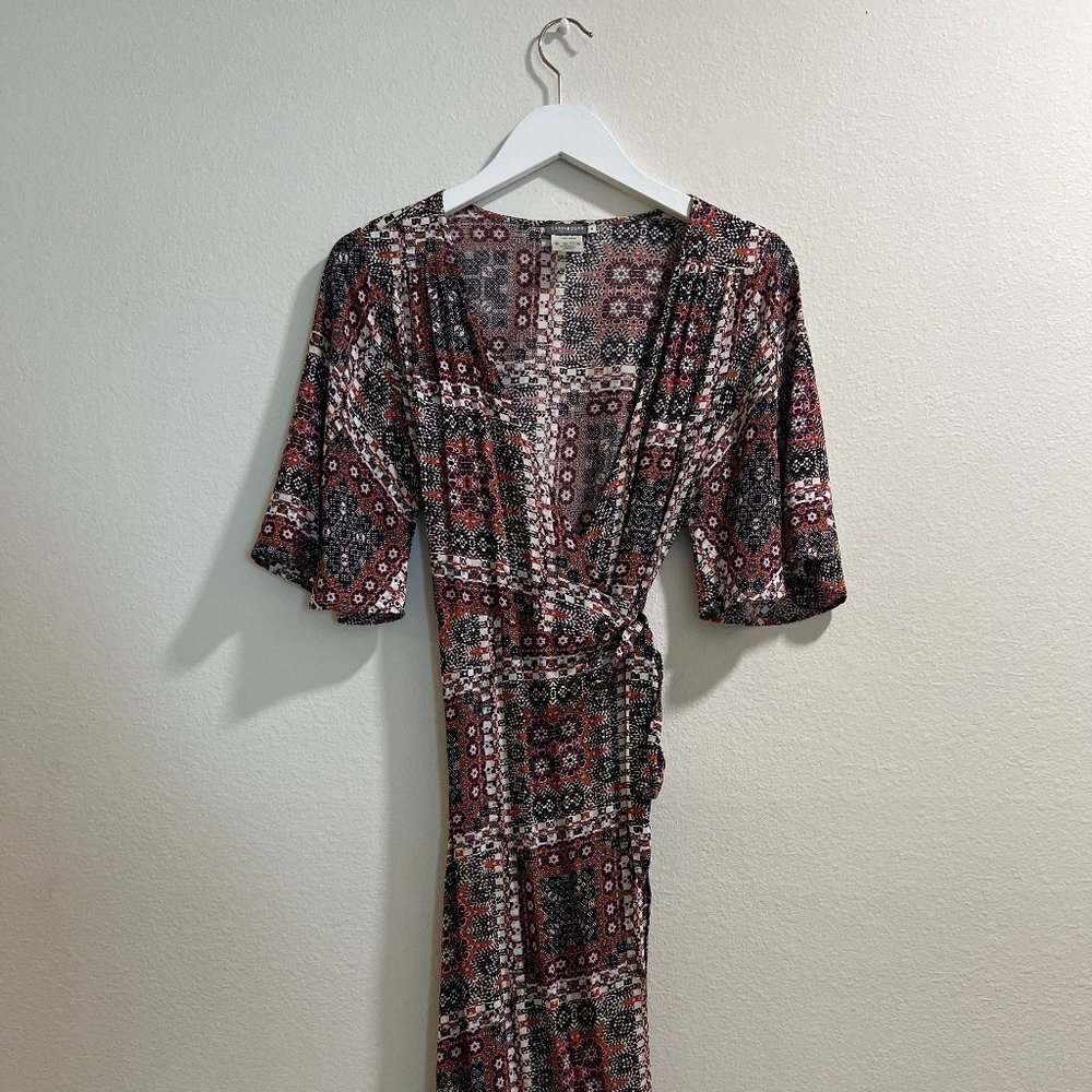 Earthbound Trading Deep V Wrap Maxi Dress